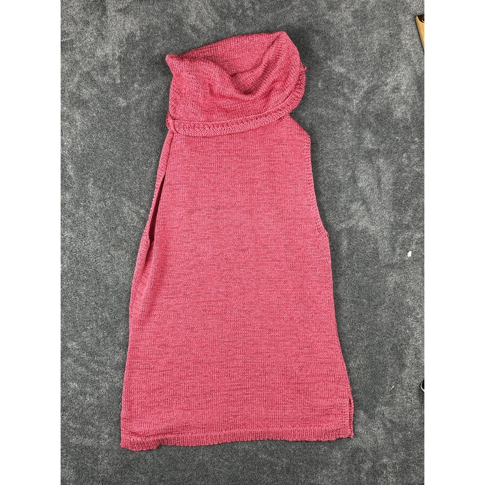 Vintage Y2K City DKNY Womens Rose Pink Cowl Neck Sleeveless Knit Sweater Top Med - Picture 4 of 9